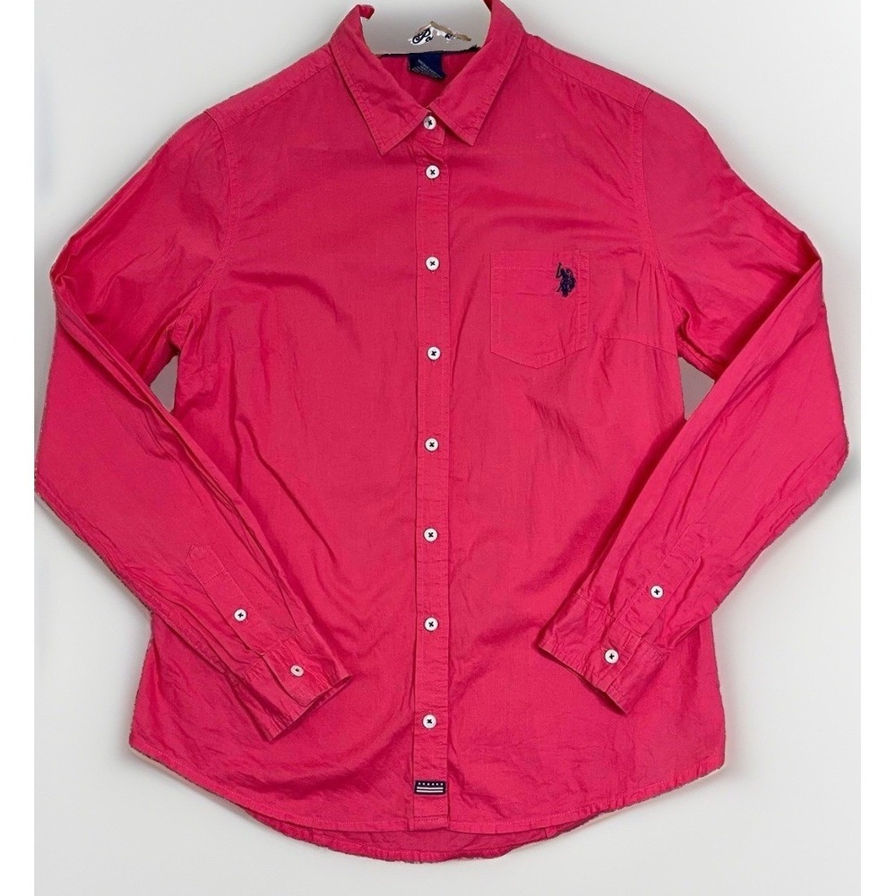 Polo Shirt Mens S Pink Oxford Button Down Long Sleeve Classic Preppy